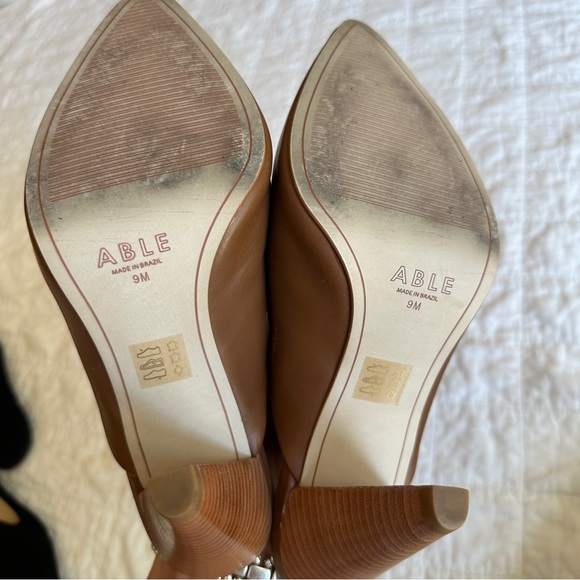 ABLE Brown Leather Heeled Mules 9 - Picture 6 of 6